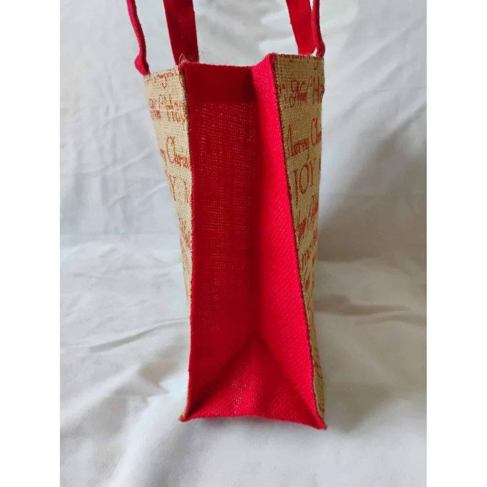 Christmas Holiday Burlap Tote Bag Happy‎ Holidays Noel Joy